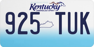KY license plate 925TUK