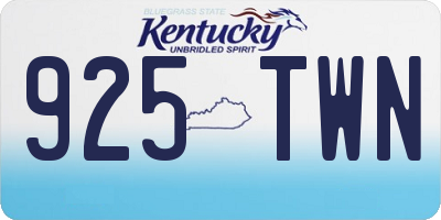 KY license plate 925TWN
