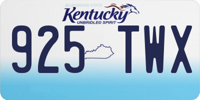 KY license plate 925TWX