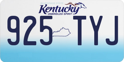 KY license plate 925TYJ