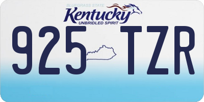 KY license plate 925TZR