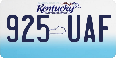 KY license plate 925UAF