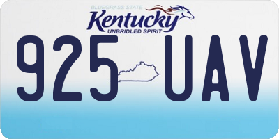 KY license plate 925UAV