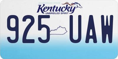 KY license plate 925UAW