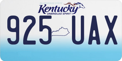 KY license plate 925UAX