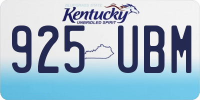 KY license plate 925UBM