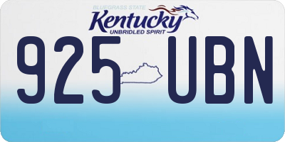 KY license plate 925UBN