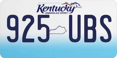 KY license plate 925UBS