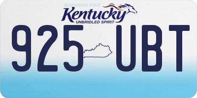 KY license plate 925UBT