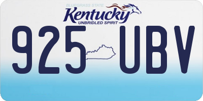 KY license plate 925UBV