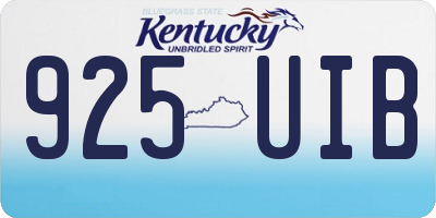 KY license plate 925UIB