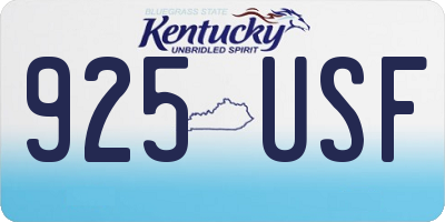 KY license plate 925USF