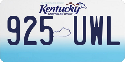 KY license plate 925UWL