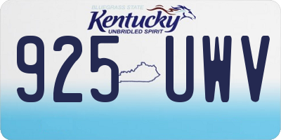 KY license plate 925UWV