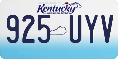 KY license plate 925UYV