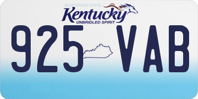 KY license plate 925VAB