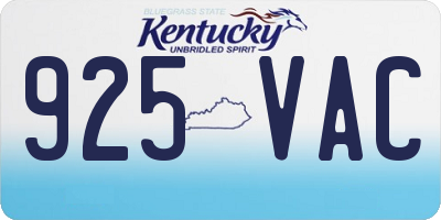 KY license plate 925VAC