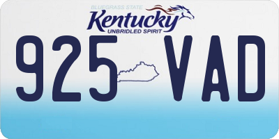 KY license plate 925VAD
