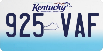 KY license plate 925VAF