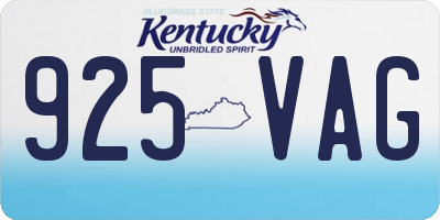KY license plate 925VAG
