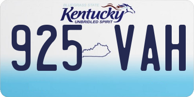 KY license plate 925VAH