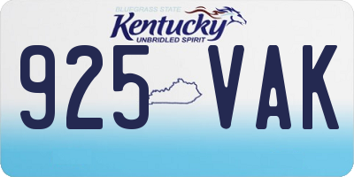 KY license plate 925VAK
