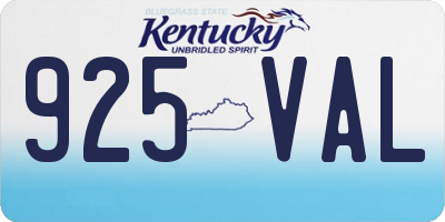 KY license plate 925VAL