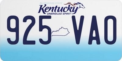 KY license plate 925VAO