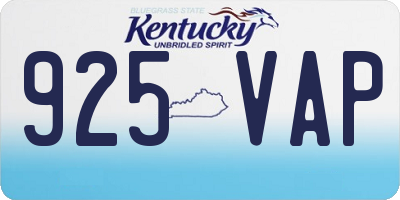 KY license plate 925VAP