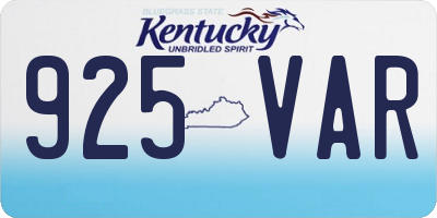 KY license plate 925VAR