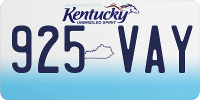 KY license plate 925VAY