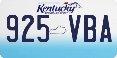 KY license plate 925VBA
