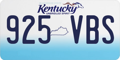 KY license plate 925VBS