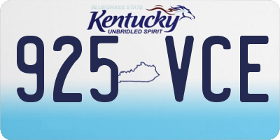 KY license plate 925VCE