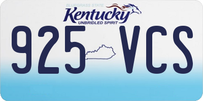 KY license plate 925VCS