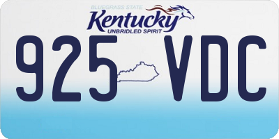 KY license plate 925VDC