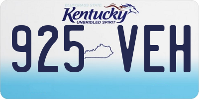 KY license plate 925VEH