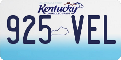 KY license plate 925VEL