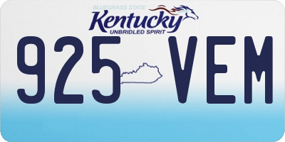 KY license plate 925VEM