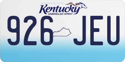 KY license plate 926JEU