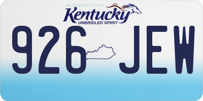 KY license plate 926JEW