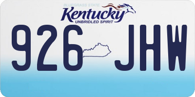 KY license plate 926JHW