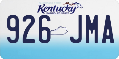 KY license plate 926JMA