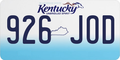 KY license plate 926JOD