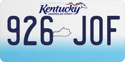 KY license plate 926JOF