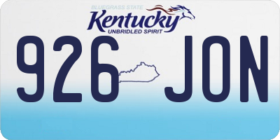 KY license plate 926JON