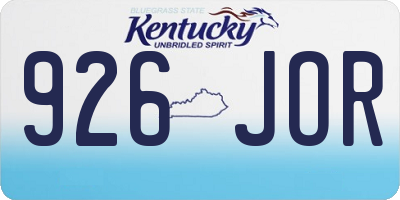 KY license plate 926JOR