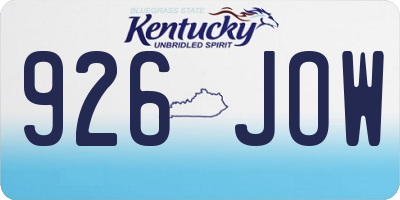 KY license plate 926JOW