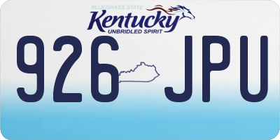 KY license plate 926JPU