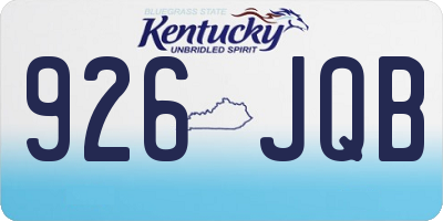 KY license plate 926JQB
